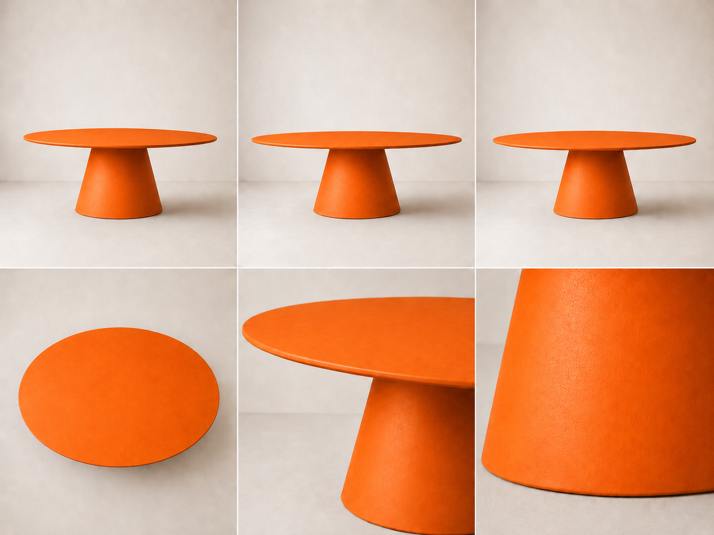 Evo - Tavolo ovale in microcemento arancione hermés