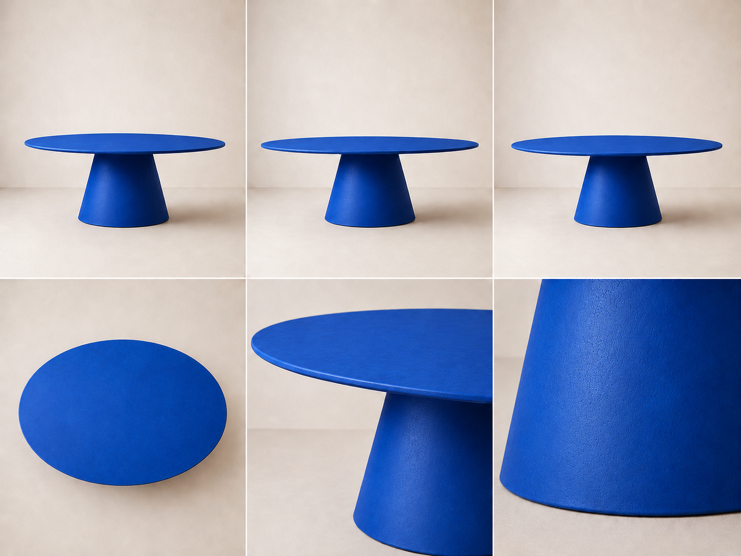 Evo - Tavolo ovale in microcemento blu elettrico
