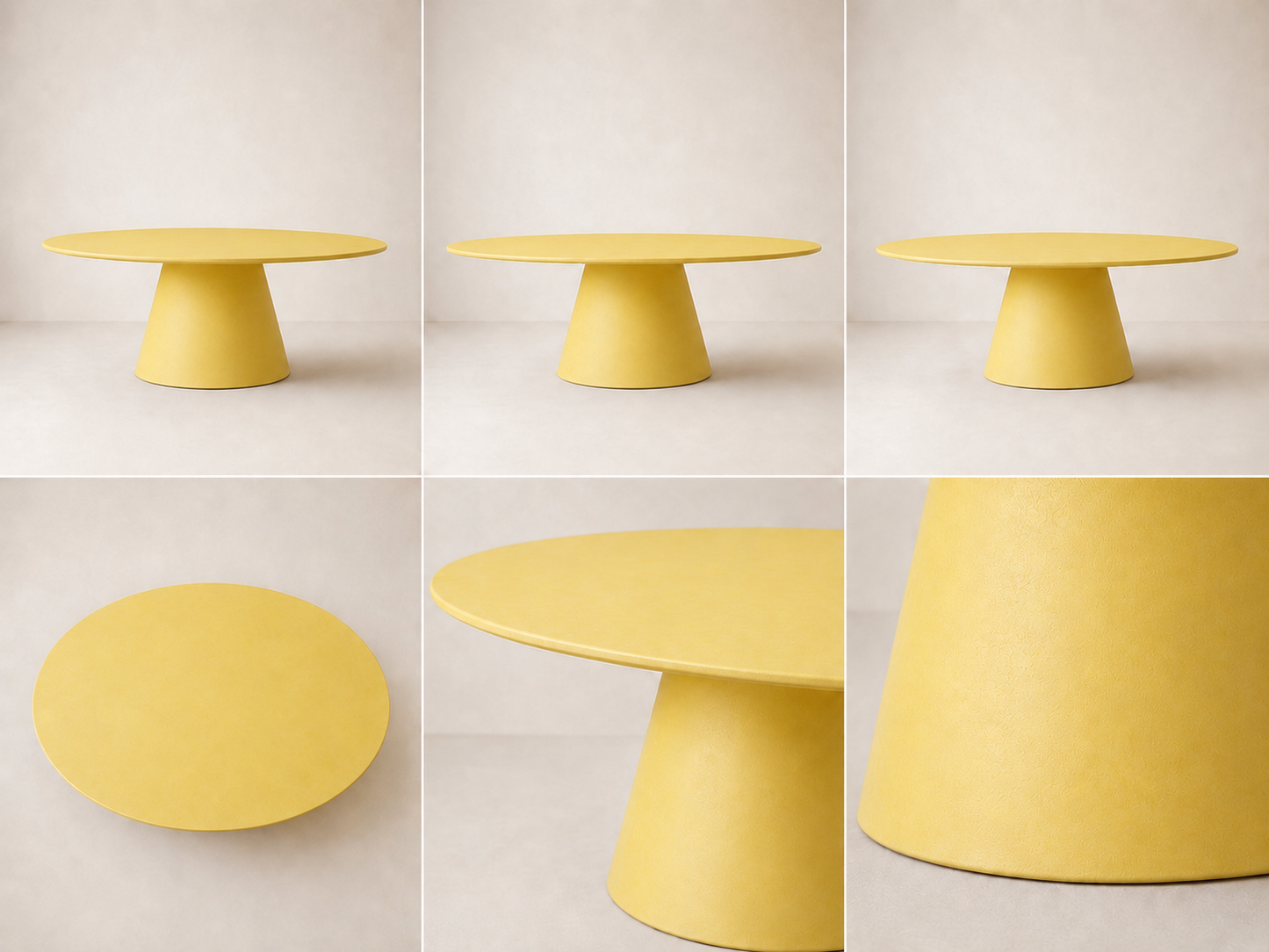 Evo - Tavolo ovale in microcemento giallo limone
