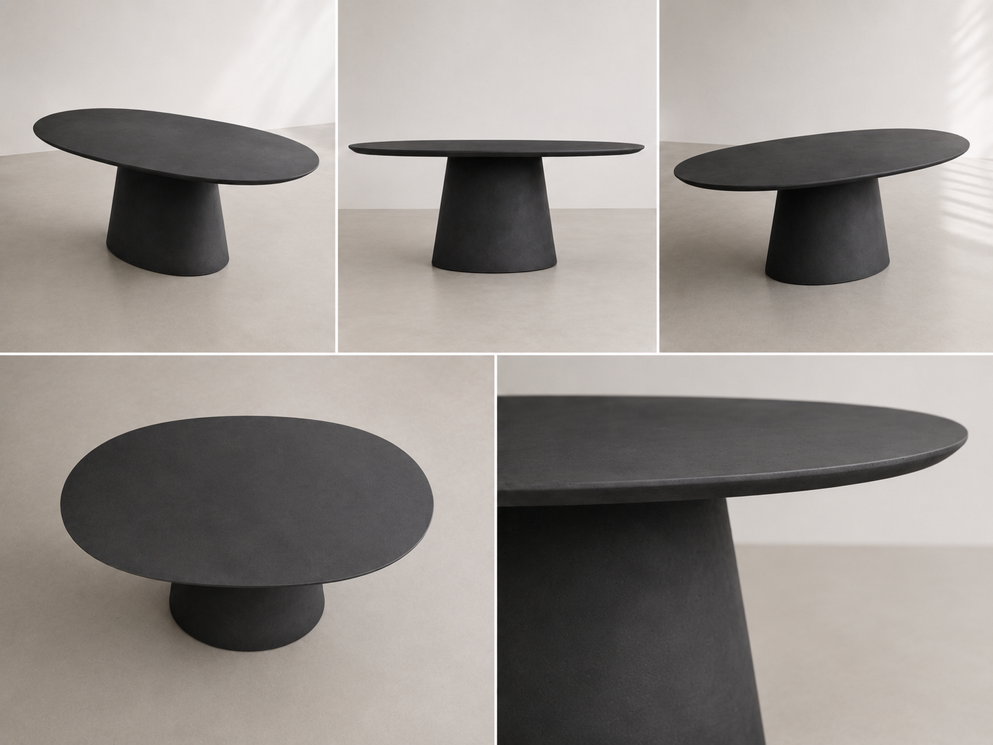 Evo - Tavolo ovale in microcemento nero grafite