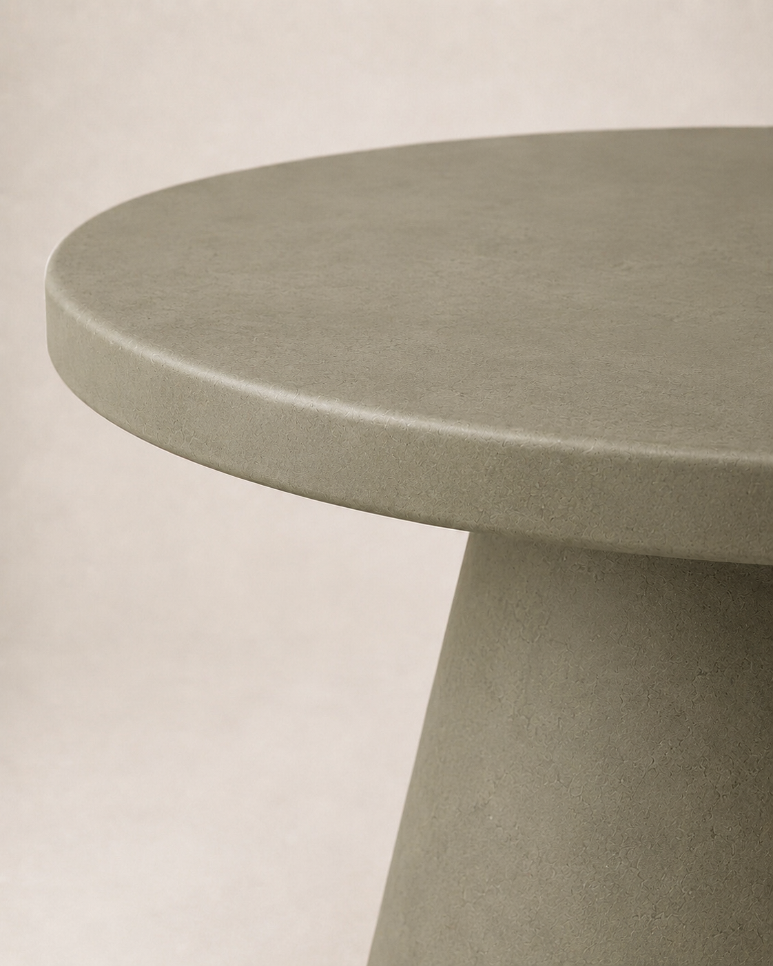 Cono - Tavolo rotondo in microcemento verde oliva