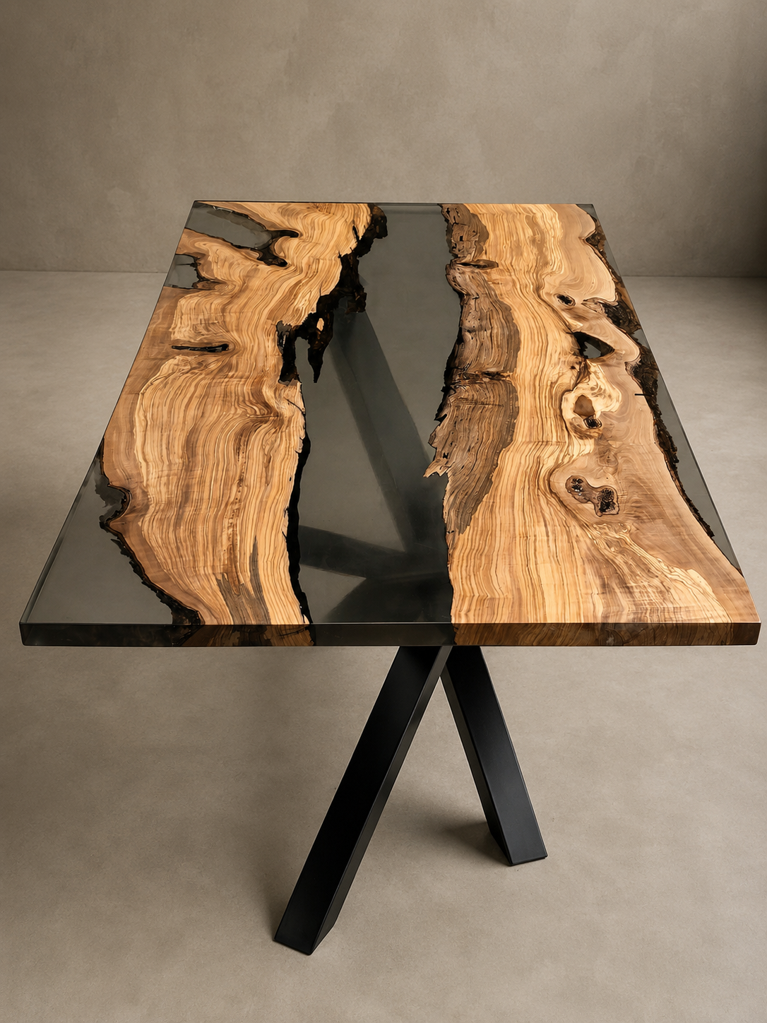 Olio - Tavolo in legno e resina