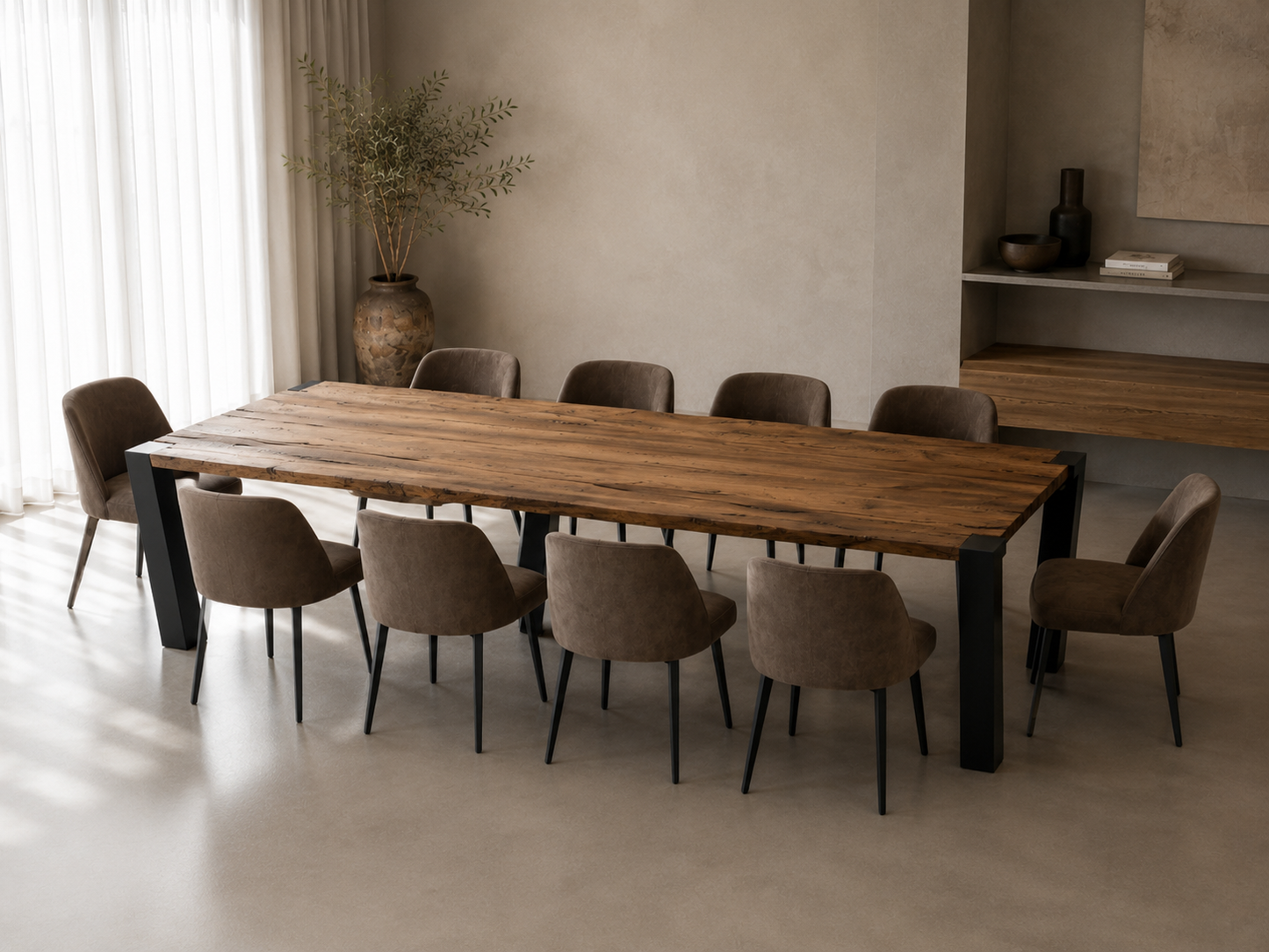 Brutalist - Tavolo da pranzo in trave antico