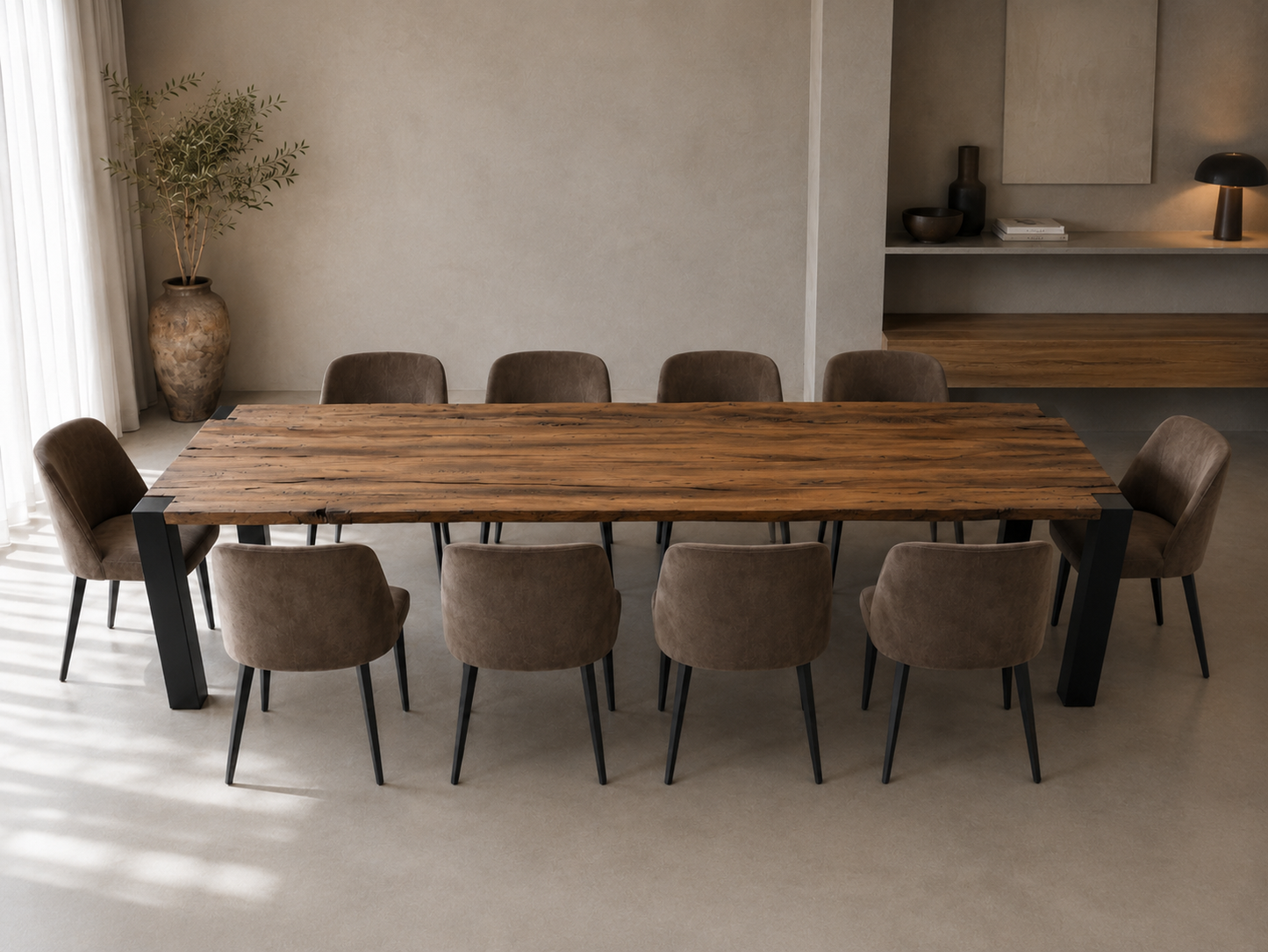 Brutalist - Tavolo da pranzo in trave antico