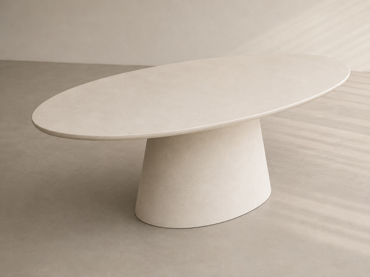 Evo - Tavolo ovale in microcemento bianco vanilla