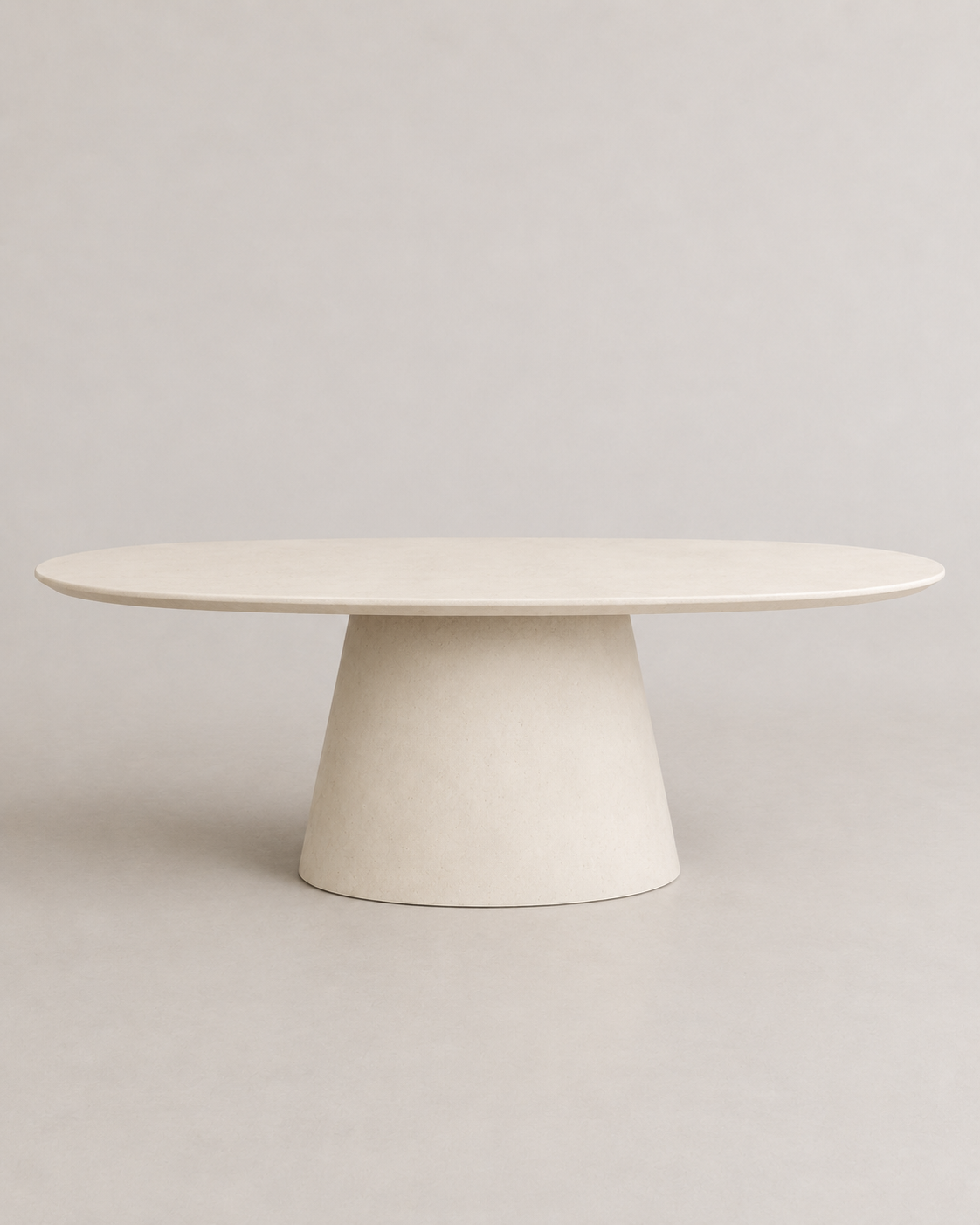 Evo - Tavolo ovale in microcemento bianco vanilla
