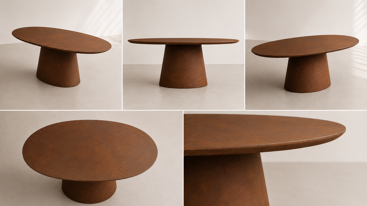 Evo - Tavolo ovale in microcemento corten