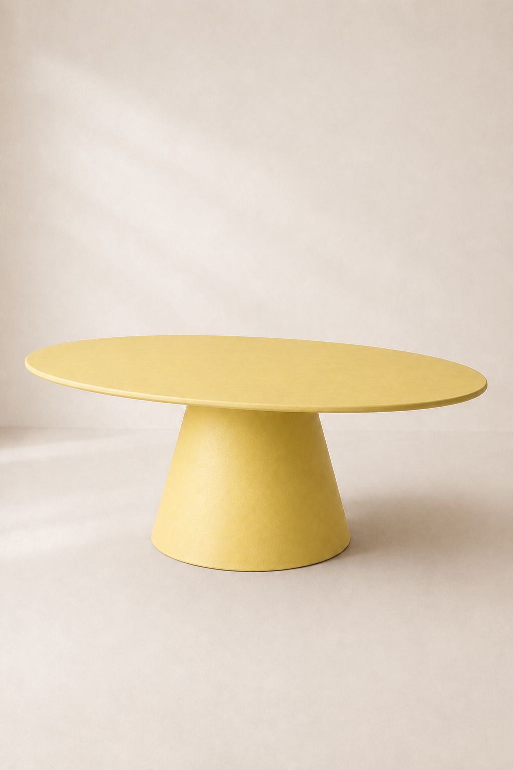 Evo - Tavolo ovale in microcemento giallo limone