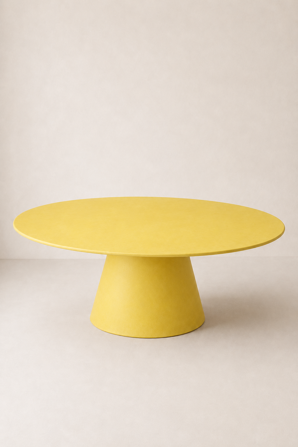 Evo - Tavolo ovale in microcemento giallo limone