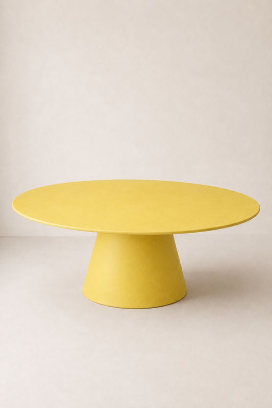 Evo - Tavolo ovale in microcemento giallo limone