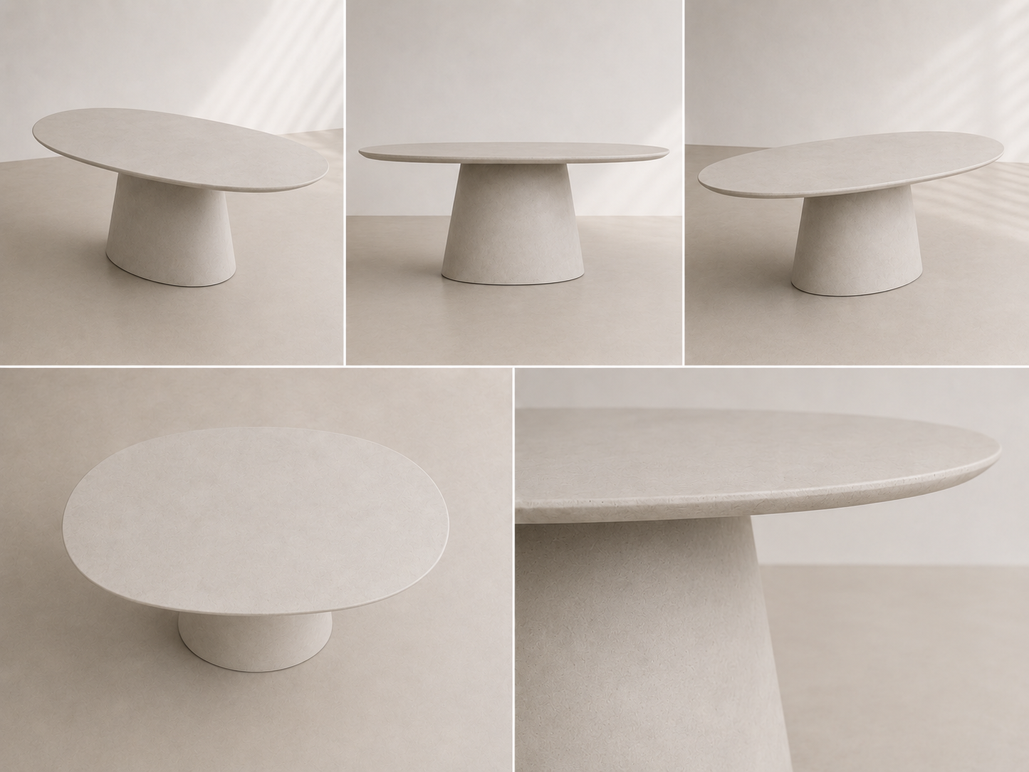 Evo - Tavolo ovale in microcemento grigio calce