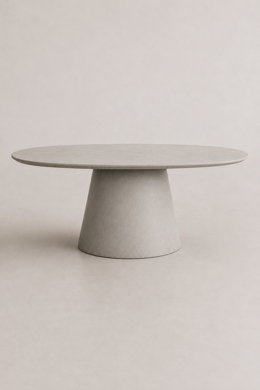 Evo - Tavolo ovale in microcemento grigio calce