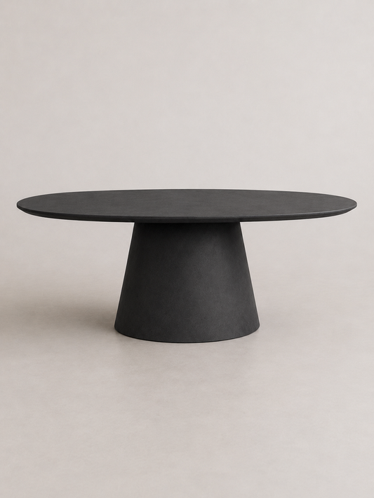 Evo - Tavolo ovale in microcemento nero grafite