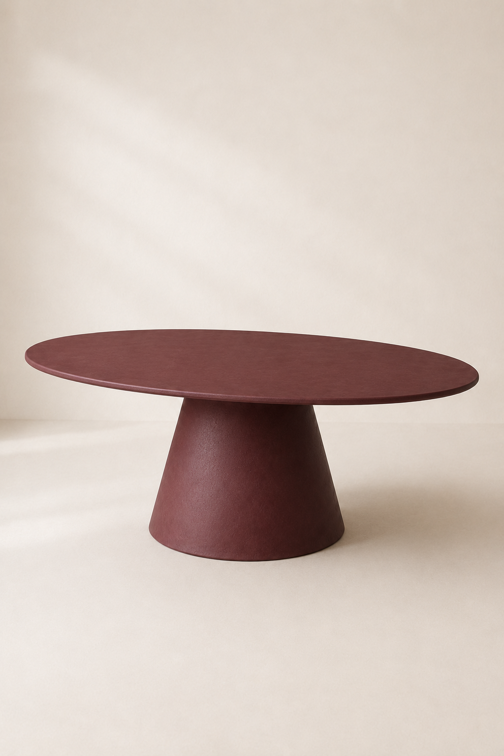 Evo - Tavolo ovale in microcemento rosso burgundy