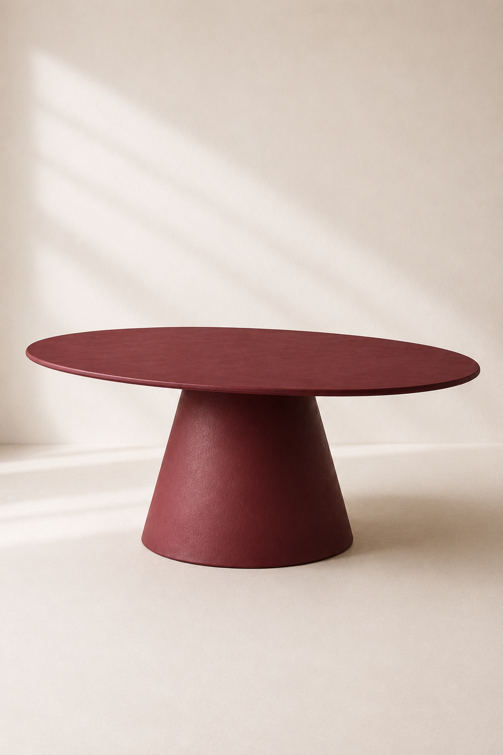 Evo - Tavolo ovale in microcemento rosso burgundy