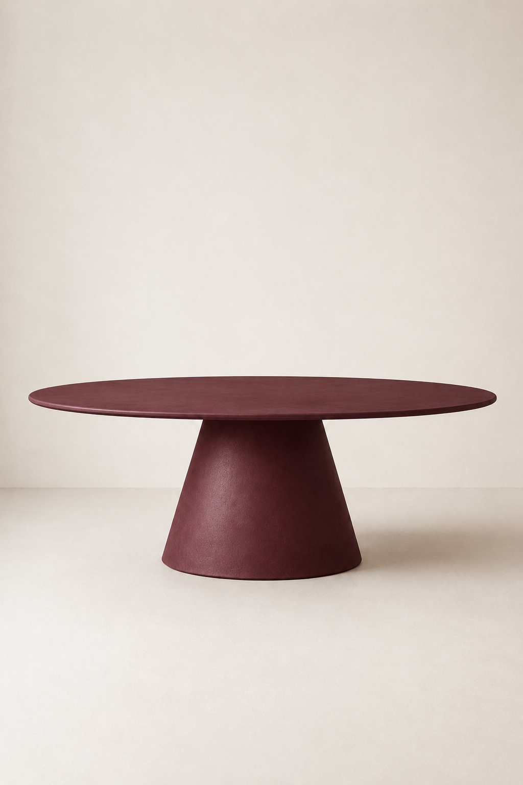 Evo - Tavolo ovale in microcemento rosso burgundy
