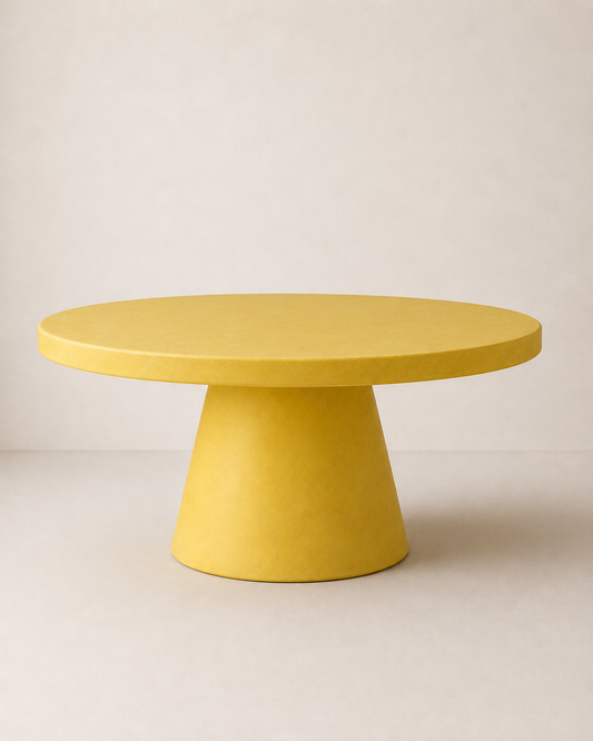 Cono - Tavolo rotondo in microcemento giallo limone