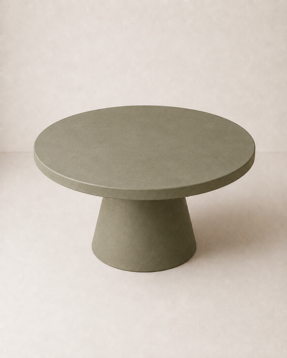 Cono - Tavolo rotondo in microcemento verde oliva