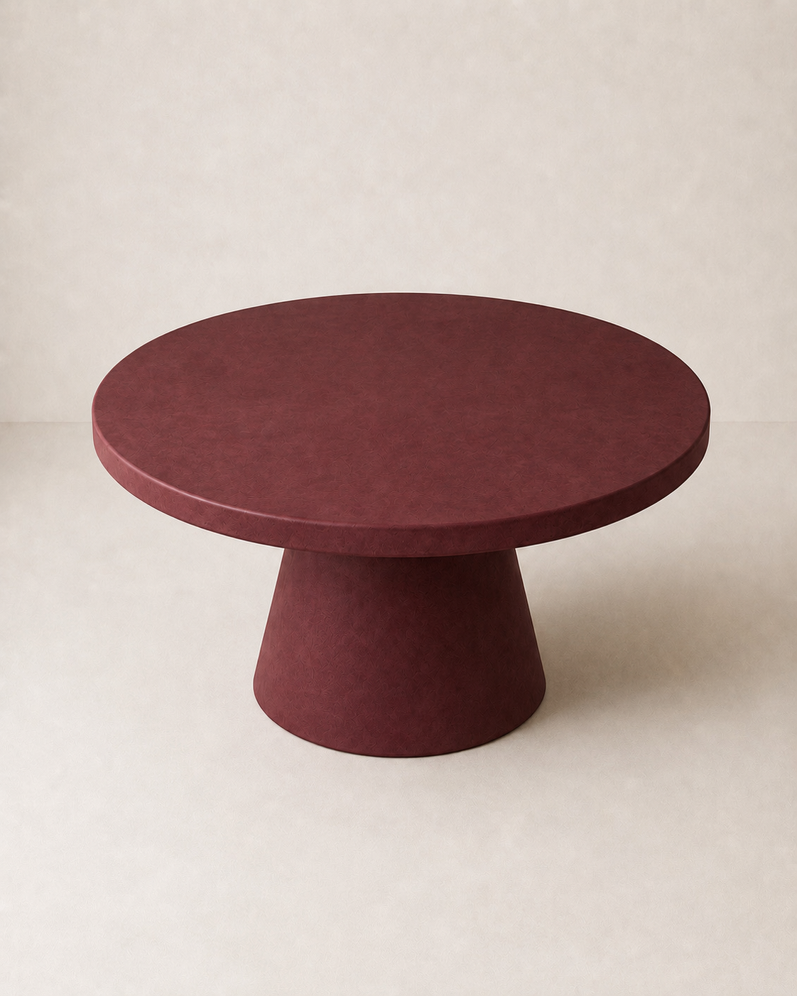 Cono - Tavolo rotondo in microcemento rosso burgundy