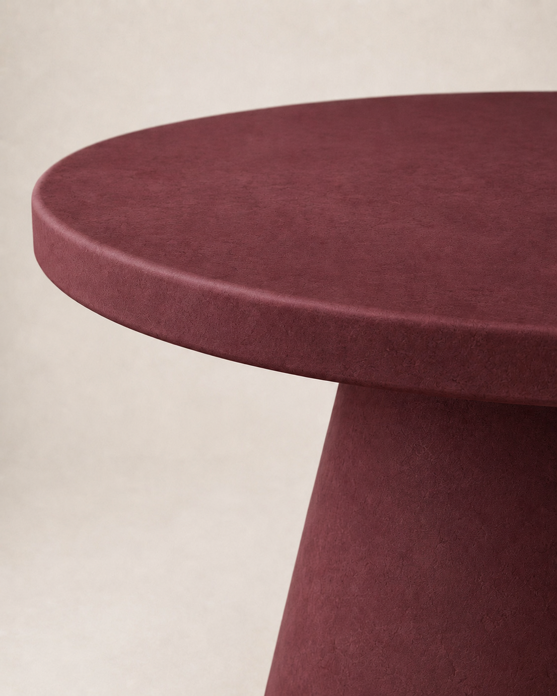 Cono - Tavolo rotondo in microcemento rosso burgundy