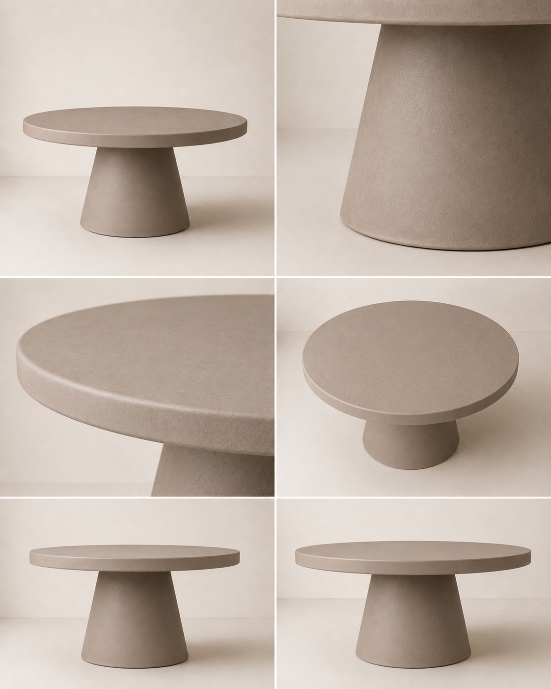 Cono - Tavolo rotondo in microcemento taupe